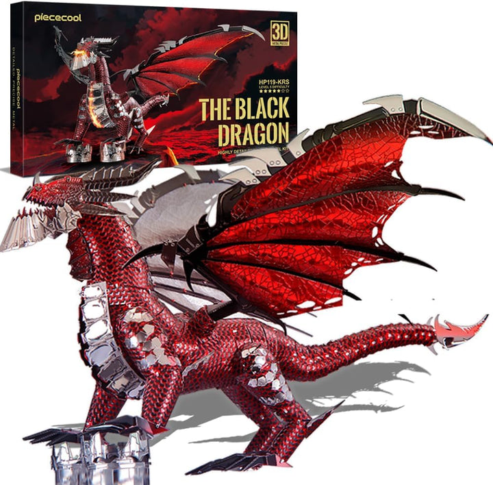 Piececool 3D Puzzle Metall, Flammendrache Drache für Modellbausatz Erwachsene, 3D-Puzzles zu Bauen,