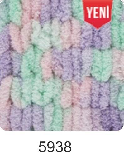 Alize Puffy Color Babydeckengarn, 400 g, 100 % Mikropolyester, weiches Garn, Handstrickgarn (5938) W