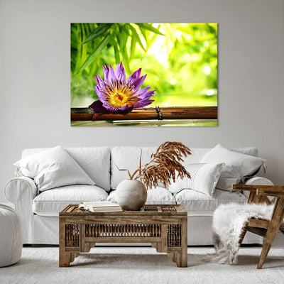 ARTTOR Bilder auf Leinwand 100x70cm Leinwandbild Asien spa bambus blume Gross Wanddeko Bild Schlafzi