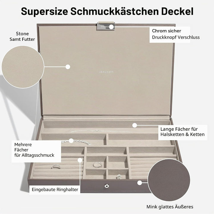 Stackers Nerzgrau Übergross Schmuckschatulle Mink, Mink