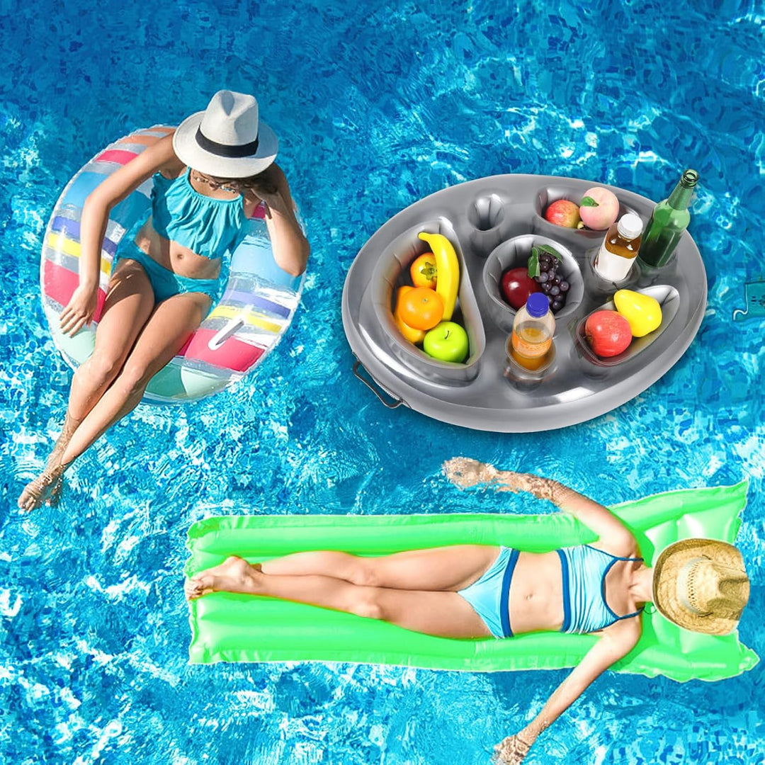 Aufblasbarer Getränkehalter, Schwimmende Tablett 70×50cm Aufblasbar Poolbar 8 Löcher Grosse Kapazitä