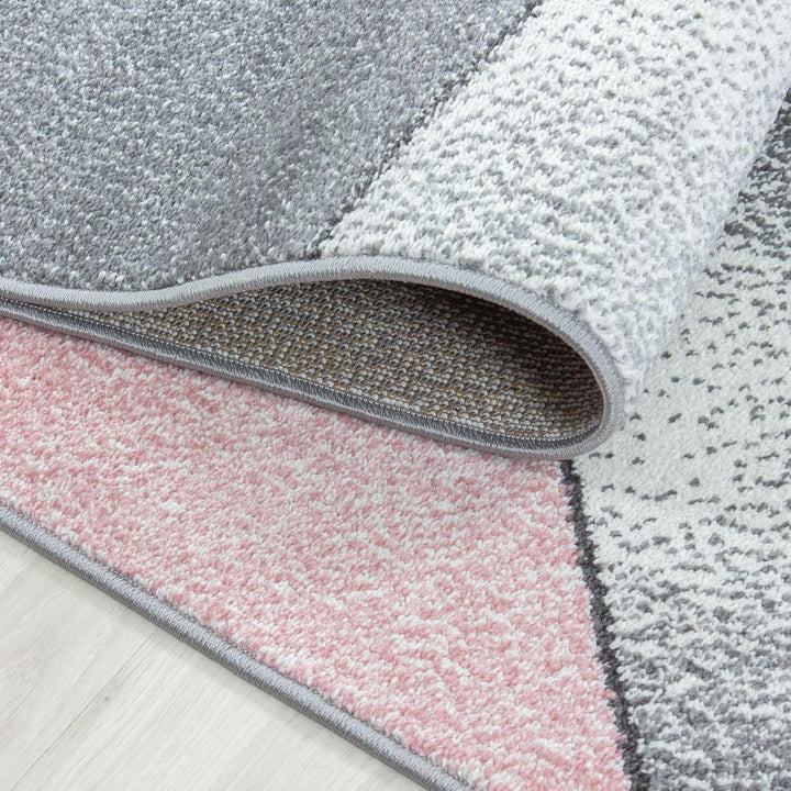 Carpetsale24 Teppich Wohnzimmer Modern Abstrakt Gemustert Pink 80 x 250 cm Läufer - Kurzflor Teppich