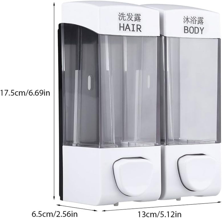 Fdit 2 Kammer Seife und Dusche Dispenser2 X 350 ml Bad Wand montiert Seife Shampoo Desinfektionsmitt