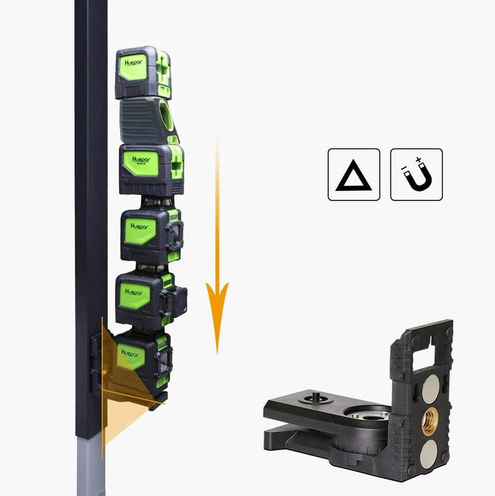 Huepar PV3 L-Form Laser Level Adapter für Kreuzlinienlaser, Magnetisch Schwenkbarem Sockel, 180 Grad
