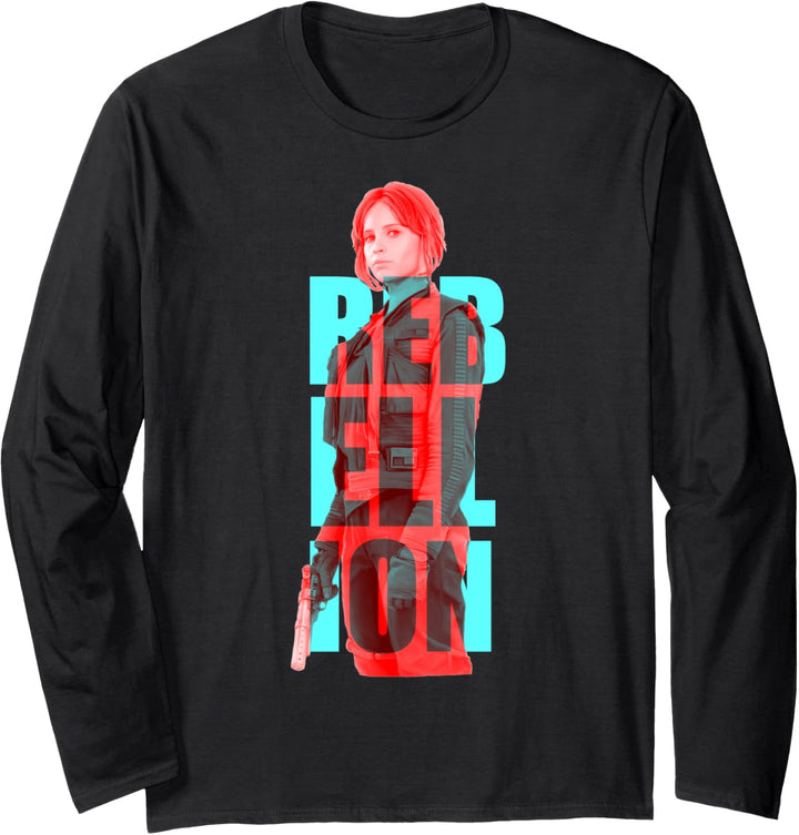 Star Wars Rogue One Jyn Rebellion Font Langarmshirt