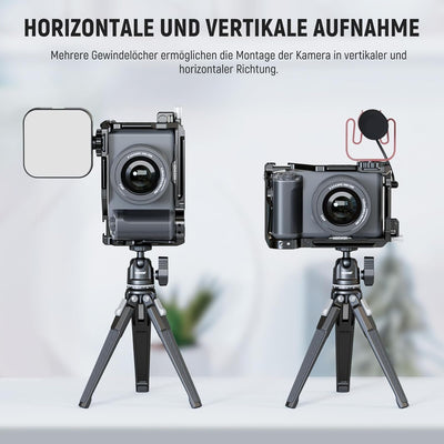 NEEWER ZV-E1 Käfig Cage mit HDMI Cable Clamp, NATO Schiene 3/8"ARRI Aufnahmebohrungen 1/4"Gewinde, A