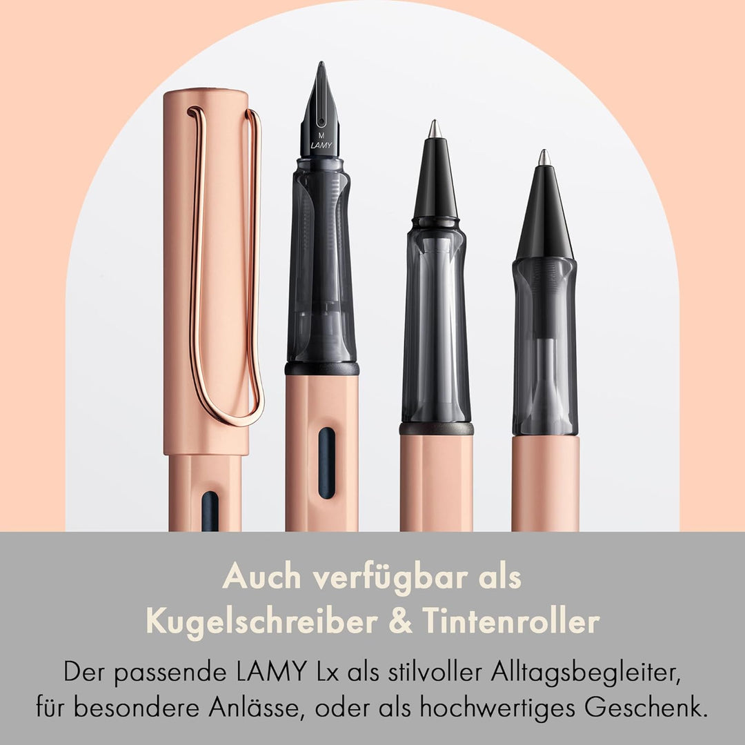 Lamy 1231321 Lx Füllhalter 76 – Füller aus Aluminium in der Farbe Roségold mit transparentem Griffst