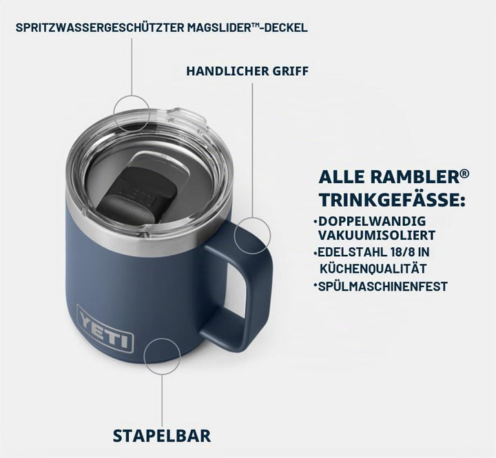 YETI Rambler 10 oz (284 ml) Stapelbarer Becher Mit MagSlider-Deckel – White, White