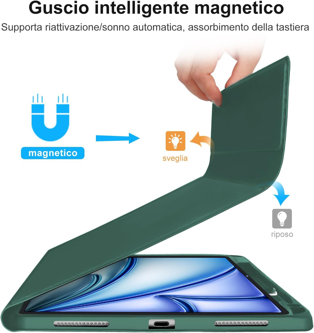 FOGARI Tastatur für iPad Air 11 M3 2025/M2 2024, Italienische Tastatur, abnehmbare Bluetooth-Schutzh