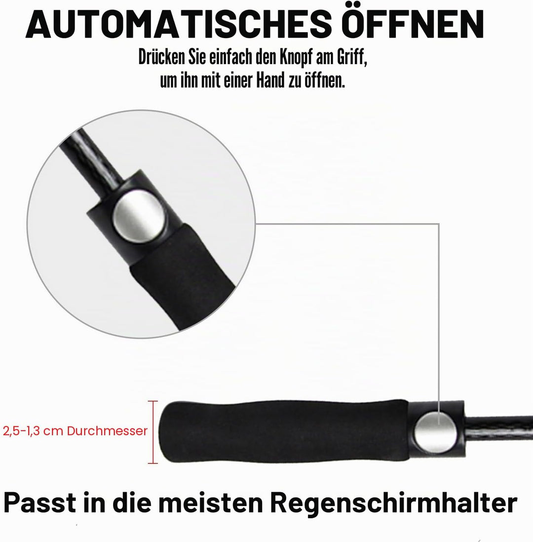 Regenschirm Gross XL/XXL - Sturmfest, Automatisch Öffnend, mit Doppeldach Belüftung - Hochwertiger S
