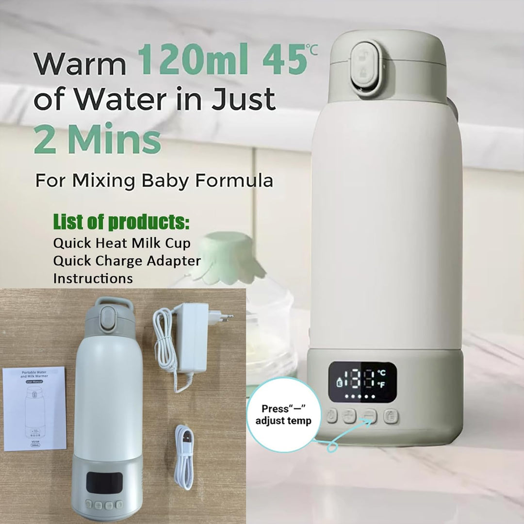 Tragbarer Flaschenwärmer - 500ml Flaschenwärmer Baby Unterwegs, 35~70 °C Schnell Aufheizen, 32-37 °C