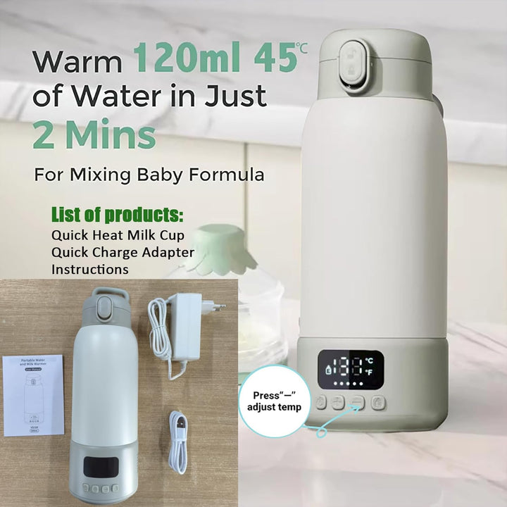 Tragbarer Flaschenwärmer - 500ml Flaschenwärmer Baby Unterwegs, 35~70 °C Schnell Aufheizen, 32-37 °C