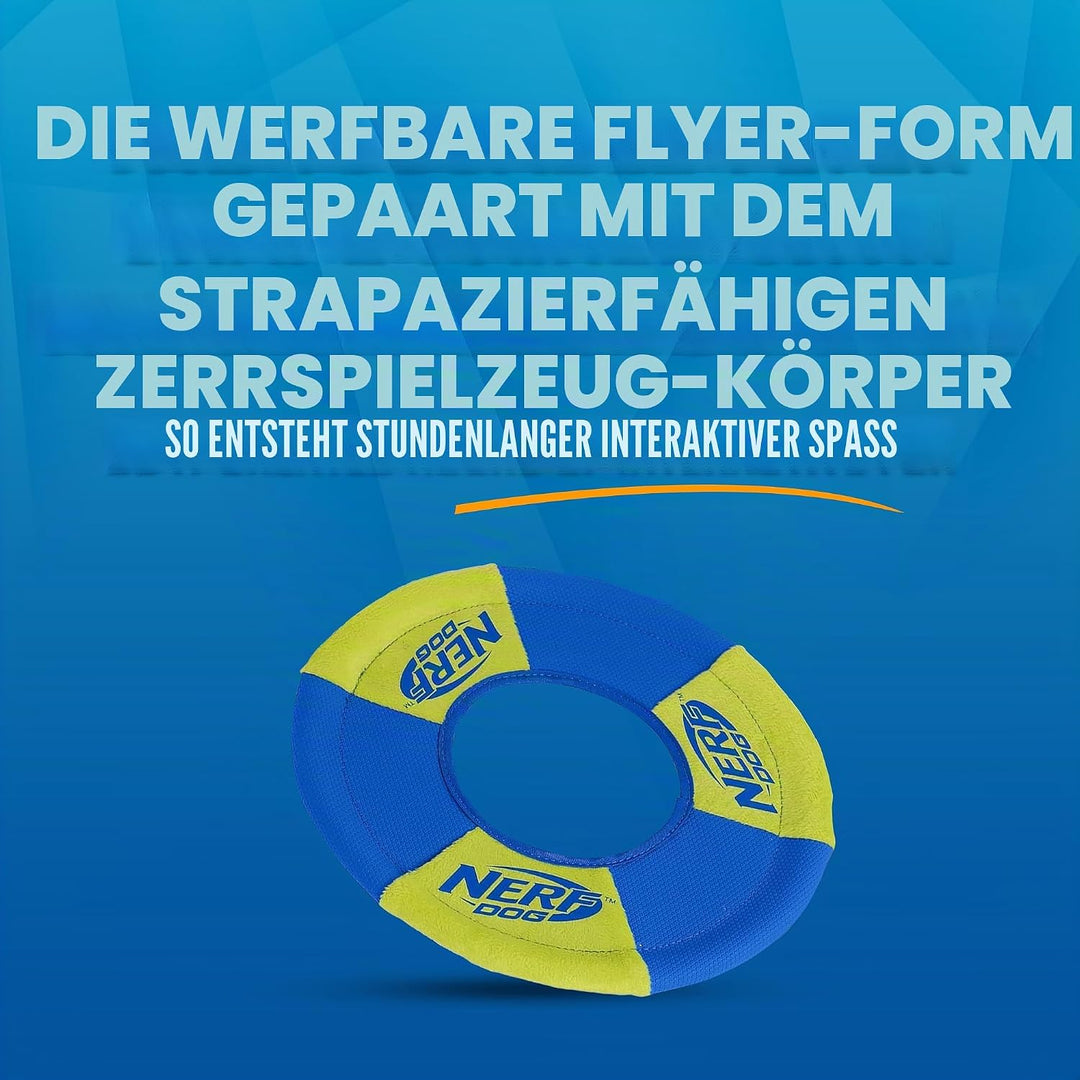 Nerf Dog Toss and Tug Ring Hundespielzeug, Fliegende Scheibe, leicht, langlebig und wasserabweisend,
