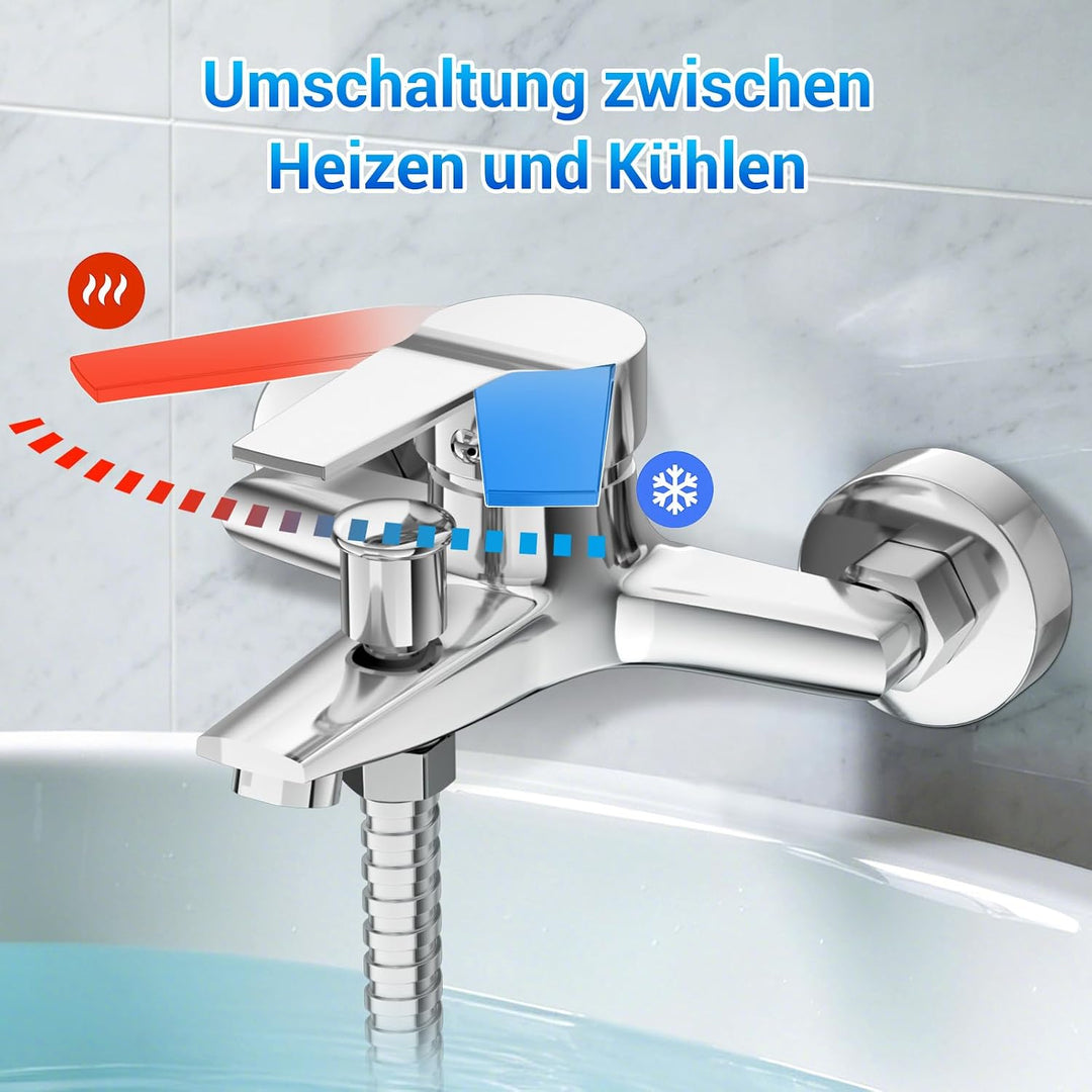 LADOKEE Badewannenarmatur, Wasserhahn Badewanne mit G1/2"-Anschluss, Einhebel Mischbatterie Badewann