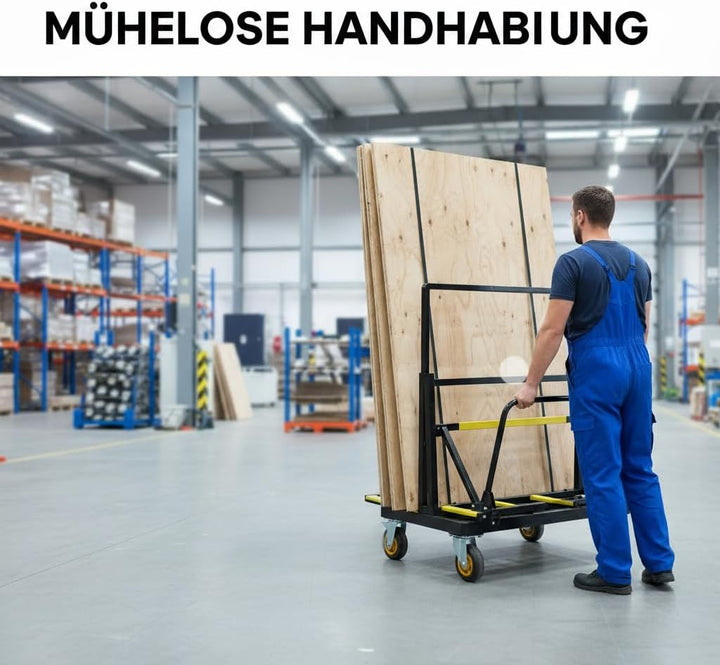 Plattenwagen mit 1000 kg Tragkraft, gummierte Lenkrollen – praktische Materialtransport-Lösung zum T