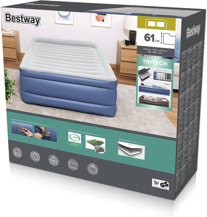 Bestway TriTech Luftbett Montana mit integrierter Elektropumpe Double XL/Hi 203 x 152 x 61 cm