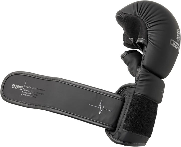CEEROC MMA Sparring Handschuhe Mato, Schwarz/schwarz hochwertiges Kunstleder L-XL, L-XL