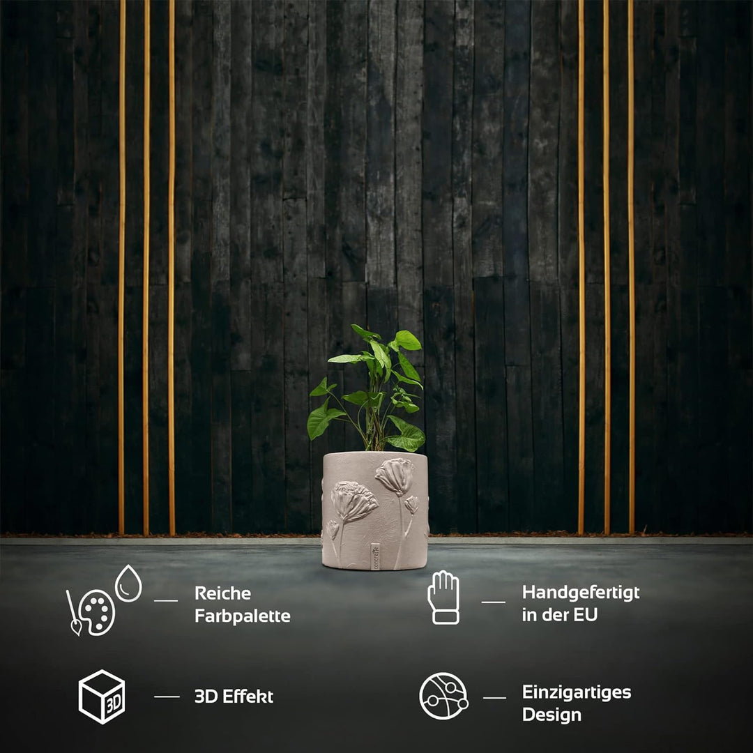 CONCRETTE Flower Deco Geformter Blumentopf für Aussen und Innen Handgefertigt aus Architekturbeton O