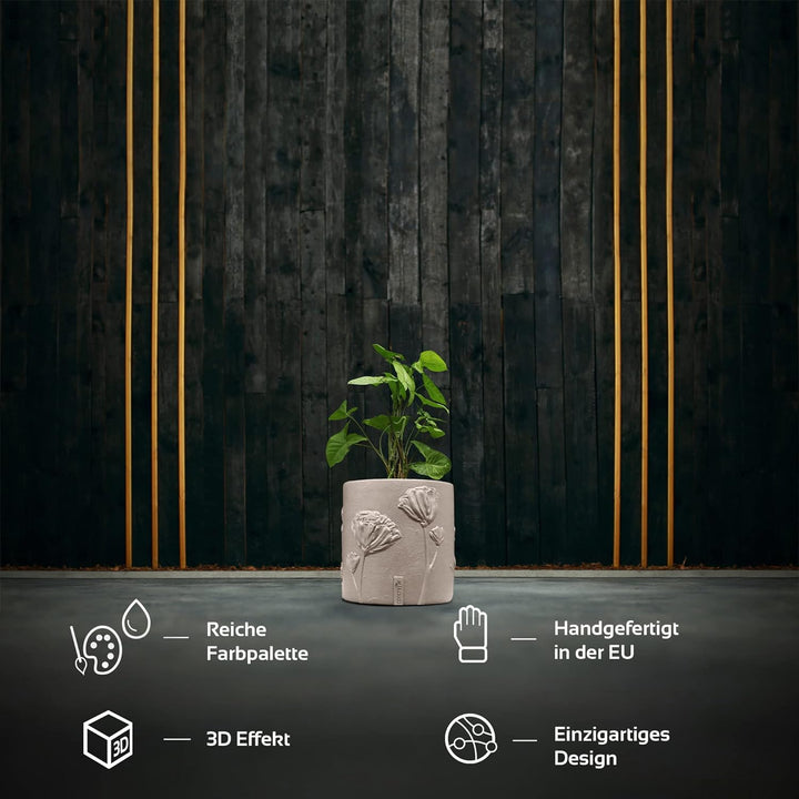 CONCRETTE Flower Deco Geformter Blumentopf für Aussen und Innen Handgefertigt aus Architekturbeton O