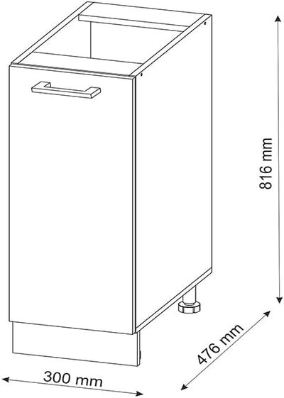 Vicco Apothekerschrank R-Line, Weiss Hochglanz/Weiss, 30 cm ohne Arbeitsplatte Weiss Hochglanz Apoth