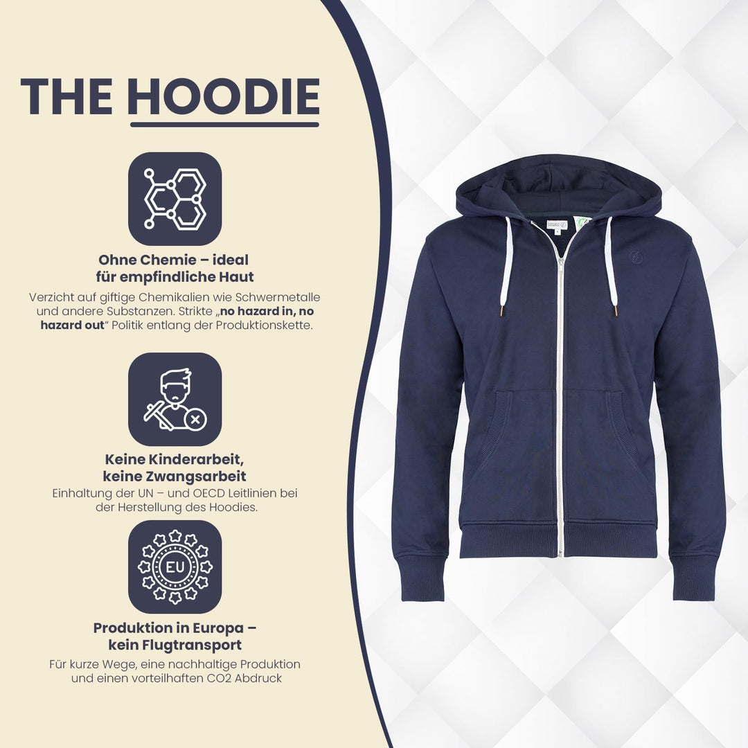 Banqert Herren Hoody, GOTS Zertifiziert, Pure Organic Cotton S Deep Sea, S Deep Sea