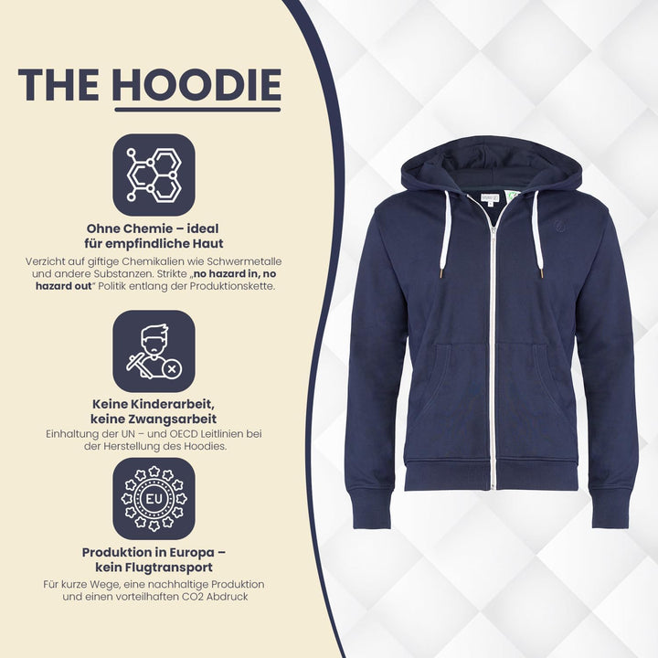 Banqert Herren Hoody, GOTS Zertifiziert, Pure Organic Cotton S Deep Sea, S Deep Sea