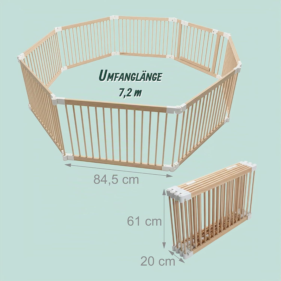 Relaxdays Laufstall Baby, Flexibles Laufgitter mit Tür, 8 Panel HxB: 61 x 84,5 cm, sichere Spielecke
