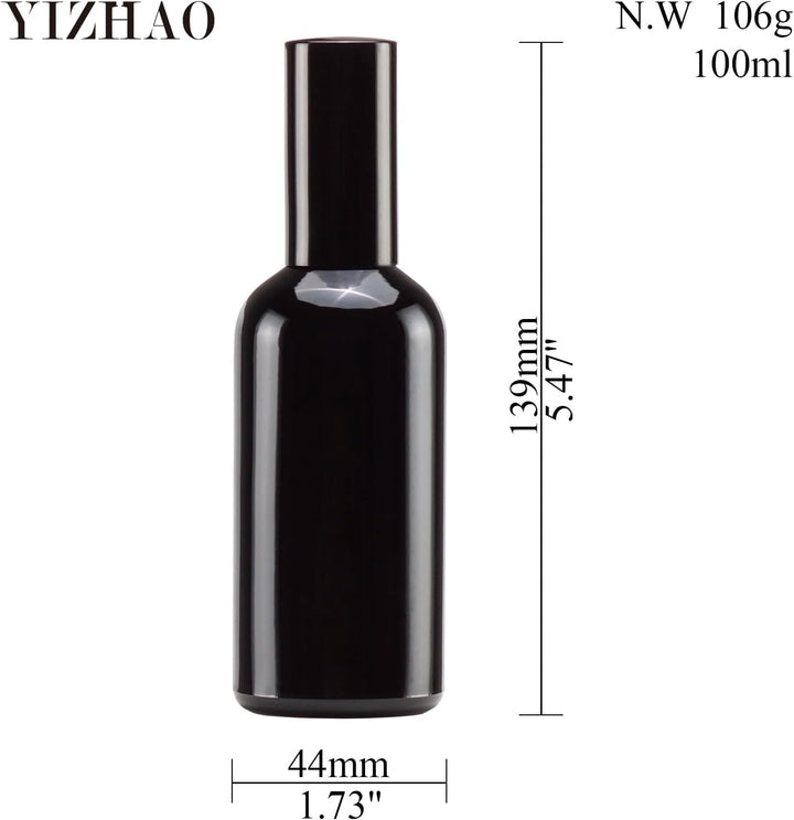 YIZHAO Schwarz Sprühflasche 100ml, Sprühflasche Klein Glas mit Zerstäuber, für Ätherisches Öle, Kosm