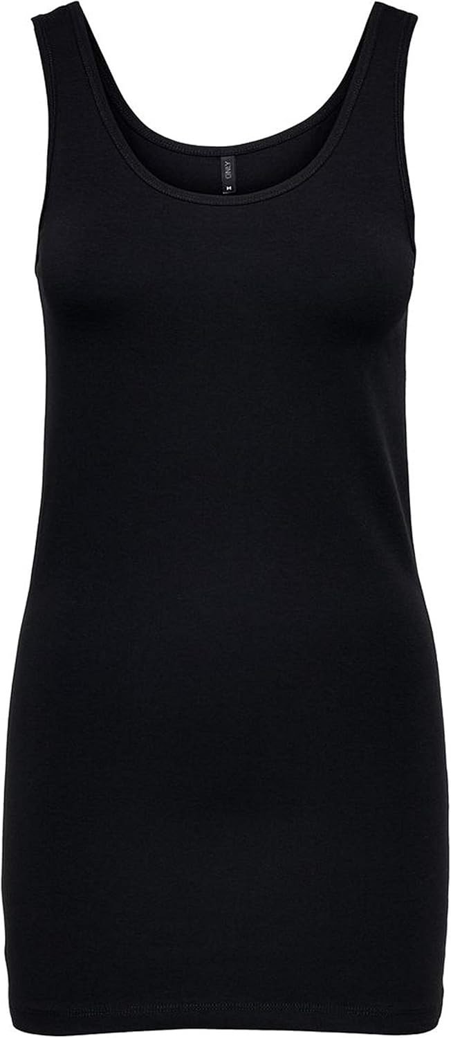 ONLY Damen Onllive Love Long Tank Noos Top XL Schwarz (3 X Black), XL Schwarz (3 X Black)