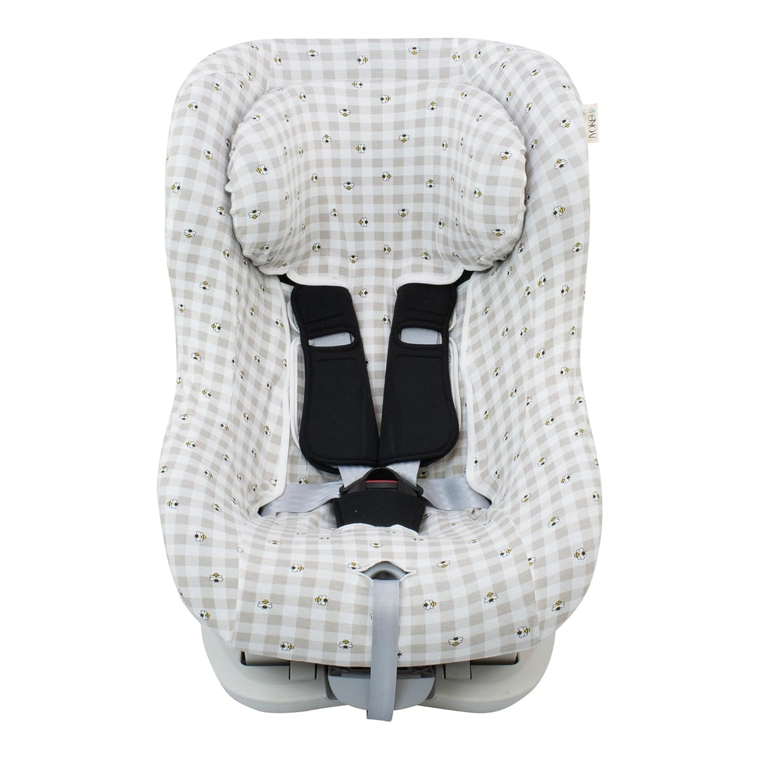 JYOKO Kids Universal-Autositzbezug aus Baumwolle mit Kopfteil (Picnic Vichy) Picknick Vichy, Picknic