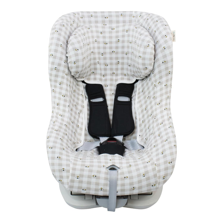 JYOKO Kids Universal-Autositzbezug aus Baumwolle mit Kopfteil (Picnic Vichy) Picknick Vichy, Picknic