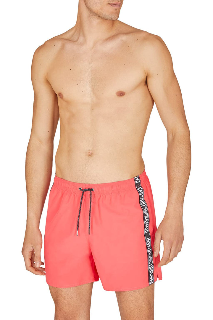 Emporio Armani Herren Men's Denim Tape Boxer Short Swim Trunks, Coral