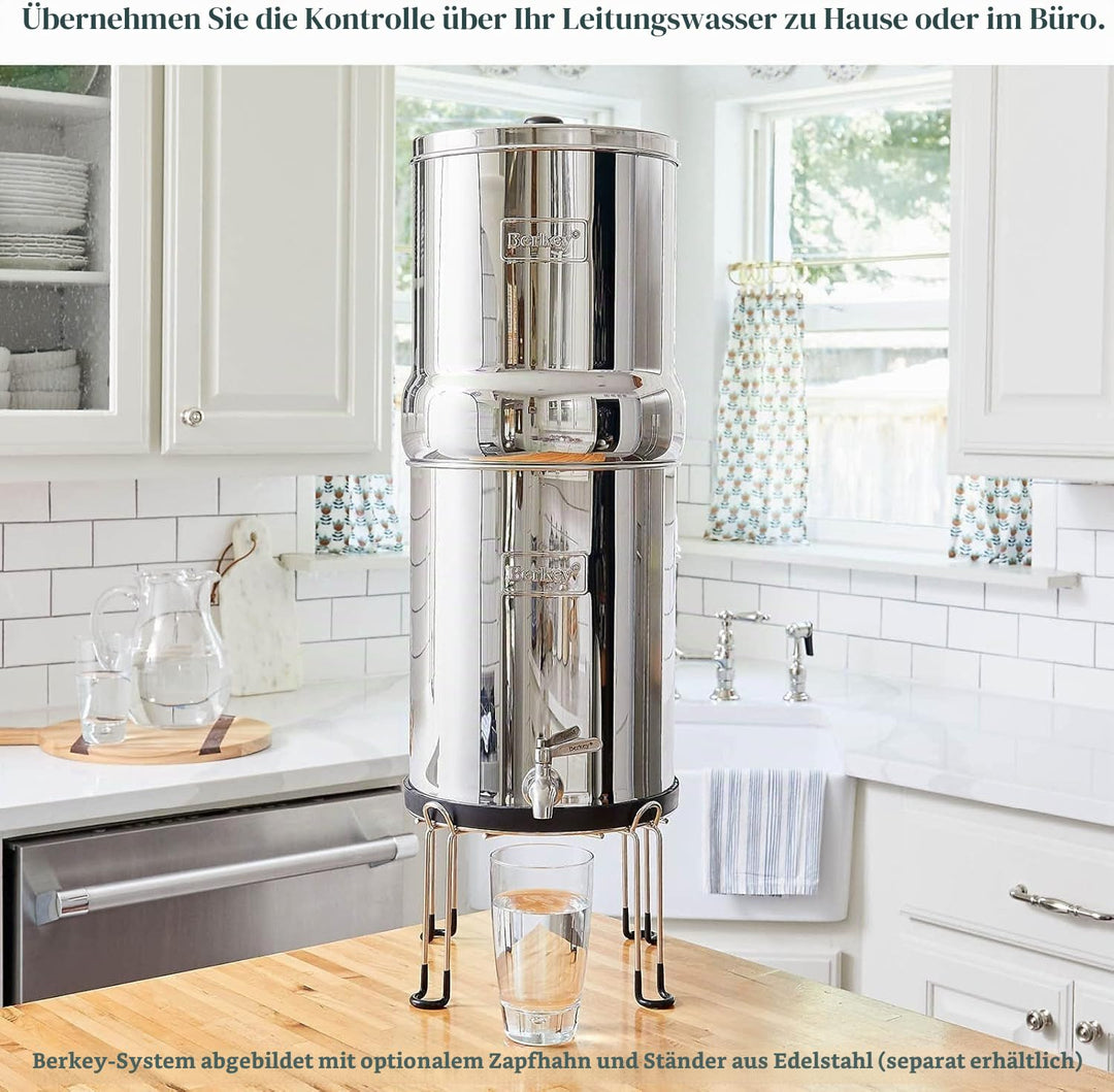 Berkey BK4X2-BB Big Berkey Stainless Steel Water Filtration System with 2 Black Filter Elements by