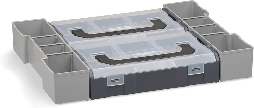 Aufbewahrungsbox Schrauben leer | L-BOXX 102 (grau) mit Insetboxenset Mini | Profi Werkzeugkoffer le