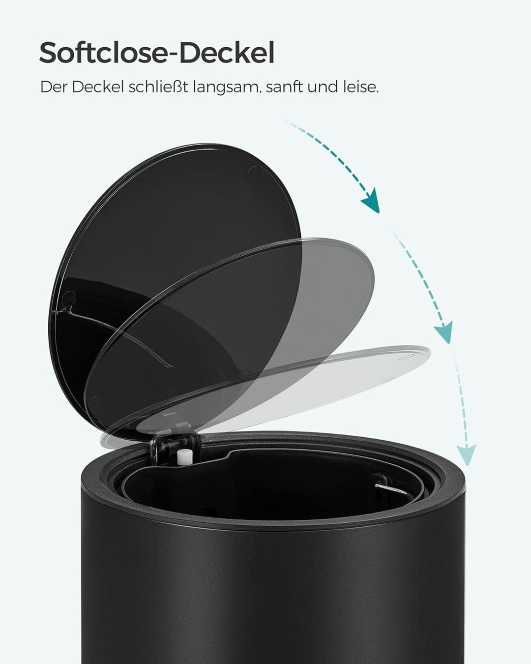 SONGMICS Kosmetikeimer 3 Liter, Bad Mülleimer, kleiner Mülleimer mit Deckel, Softclose, herausnehmba