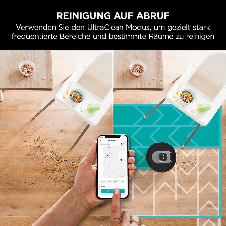 Shark AI 360 Saugroboter, selbstentleerender Staubsauger-Roboter, geeignet für alle Teppiche und Har