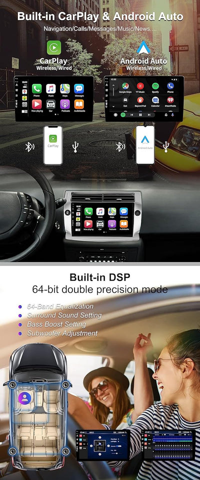 SXAUTO - 6G+128G - Android 12 IPS Autoradio für Citroen C4/C-Quatre/C-Triomphe (2004-2012) - Eingeba