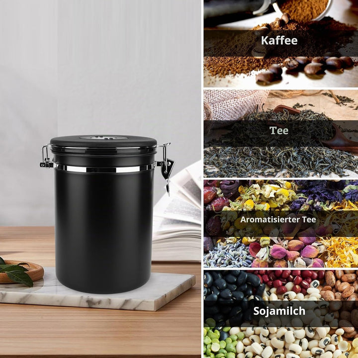 ZONJIE Kaffeekanister Luftdicht 2,8L Kaffeebohnen Behälter aus Edelstahl, 1 kg Bohnen Vakuum-Kaffeed