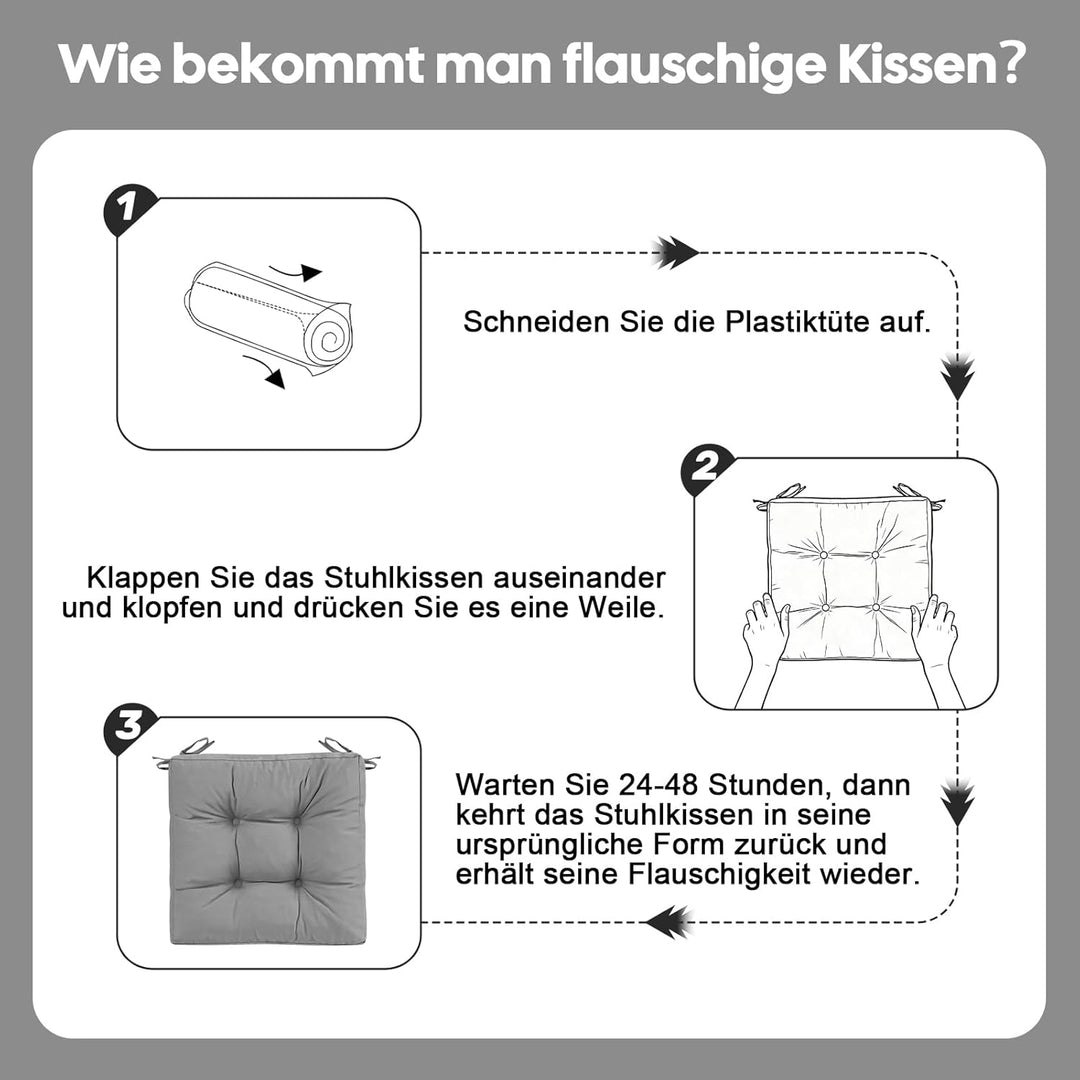 2er Set Sitzkissen Outdoor wasserdicht 40x40x8 cm – UV-beständige Polster für Gartenstühle, Terrasse