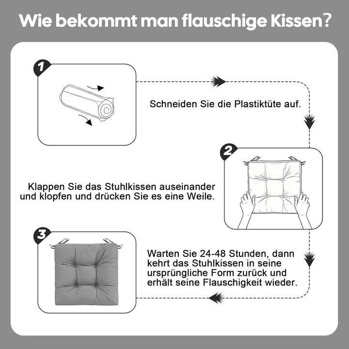 2er Set Sitzkissen Outdoor wasserdicht 40x40x8 cm – UV-beständige Polster für Gartenstühle, Terrasse