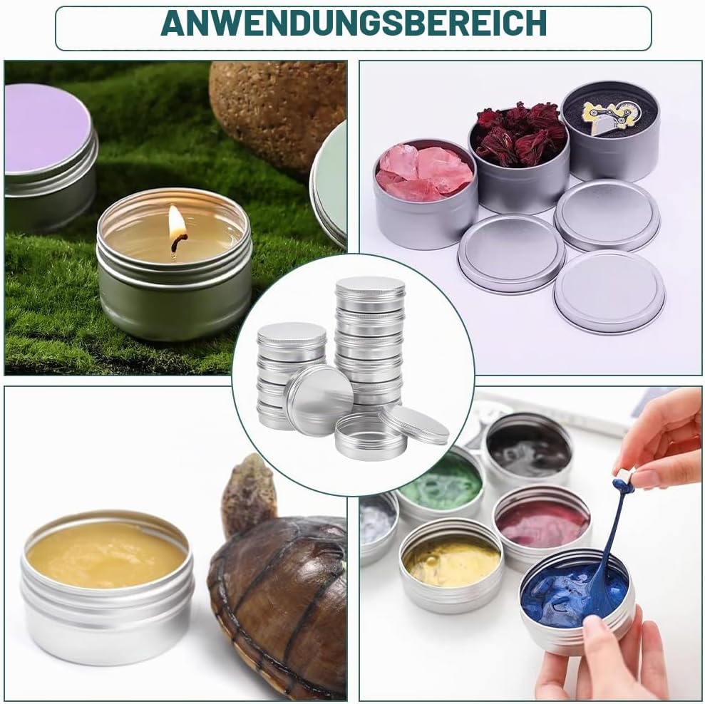 BENECREAT 12 Stücke 100 ml Aluminium Zinn Gläser, Runde Aluminium Blechdosen Kosmetische Behälter mi