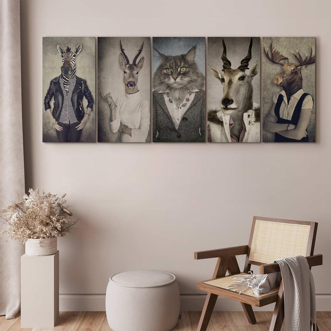 murando - Bilder Arbeitstiere 200x80 cm Vlies Leinwandbild 5 tlg Kunstdruck modern Wandbilder XXL Wa