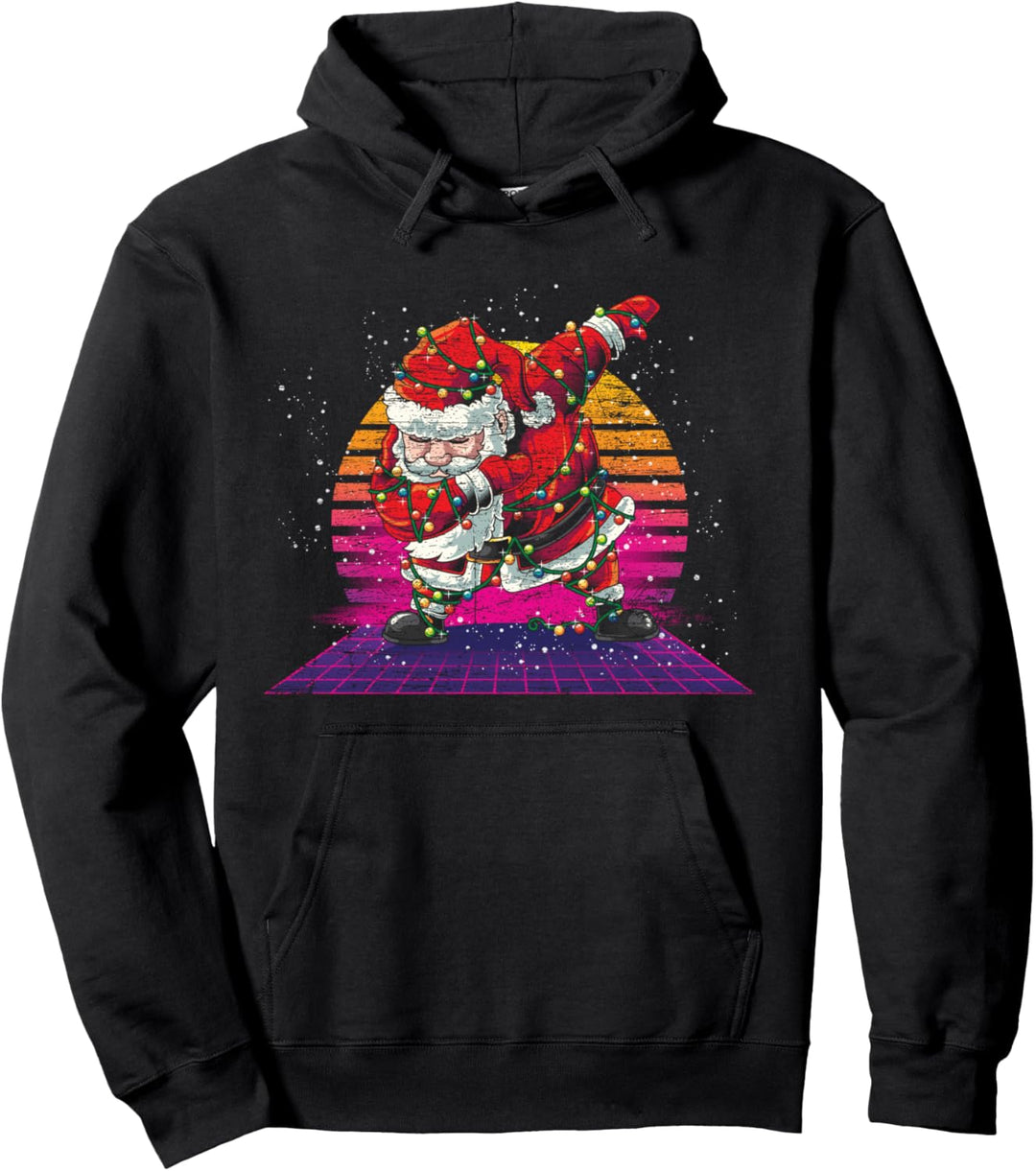 Lustiger Frohe Weihnachten Vaporwave Art Dabbing Santa Claus Pullover Hoodie
