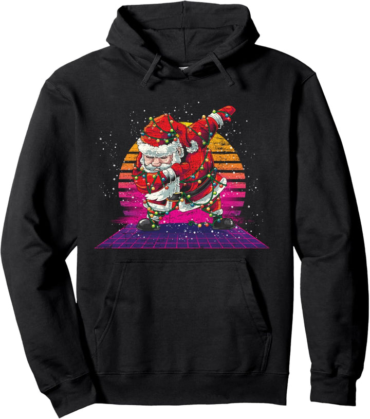 Lustiger Frohe Weihnachten Vaporwave Art Dabbing Santa Claus Pullover Hoodie