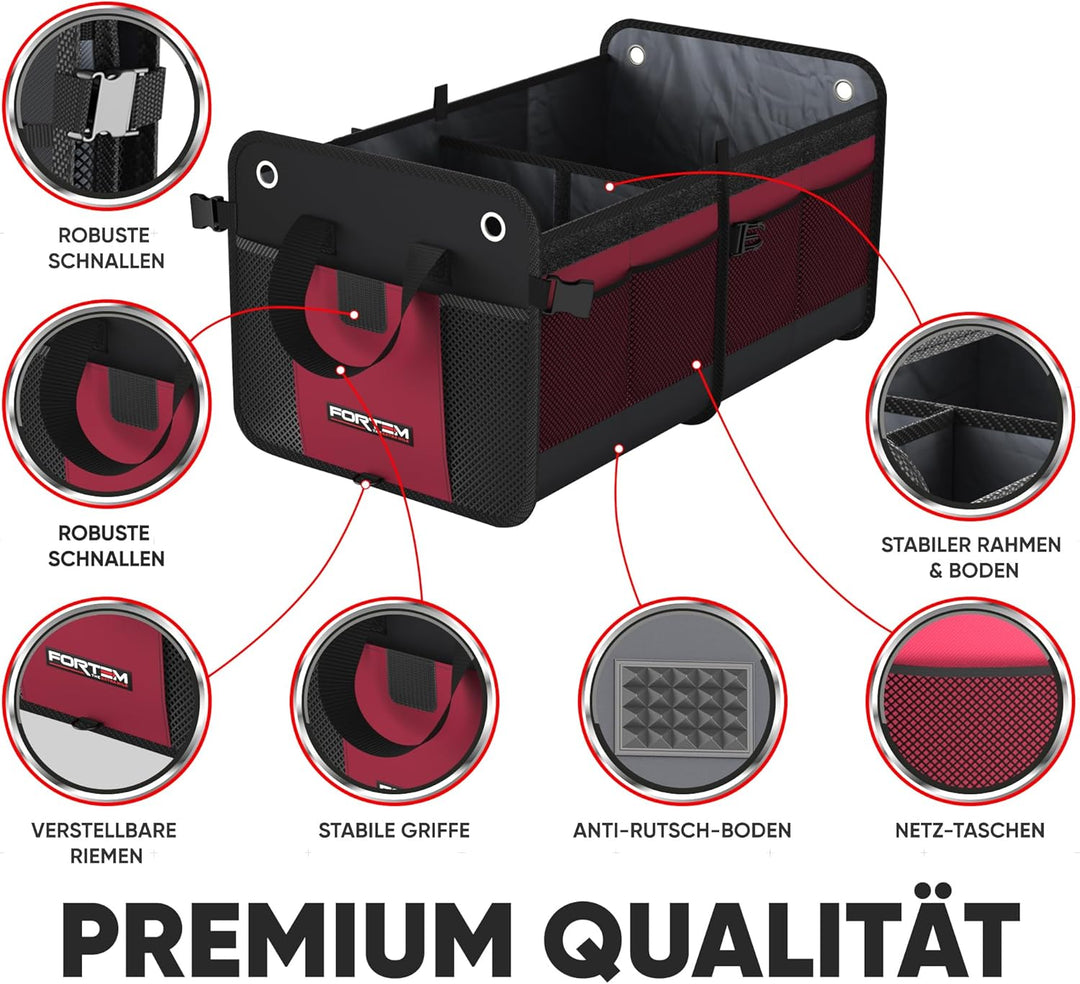 FORTEM Kofferraum Organizer, Kofferraumtasche, Zusammenklappbarer Auto Organizer Kofferraum mit Fäch