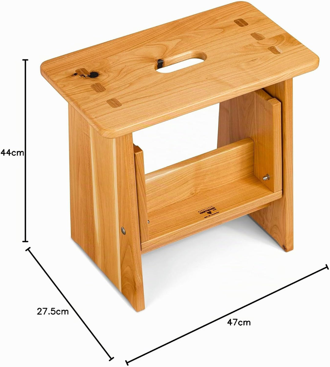 Tritthocker, Sitzhocker Holz, stabil in Kernbuche Massivholz, für Kinder und die ganze Familie, Kern