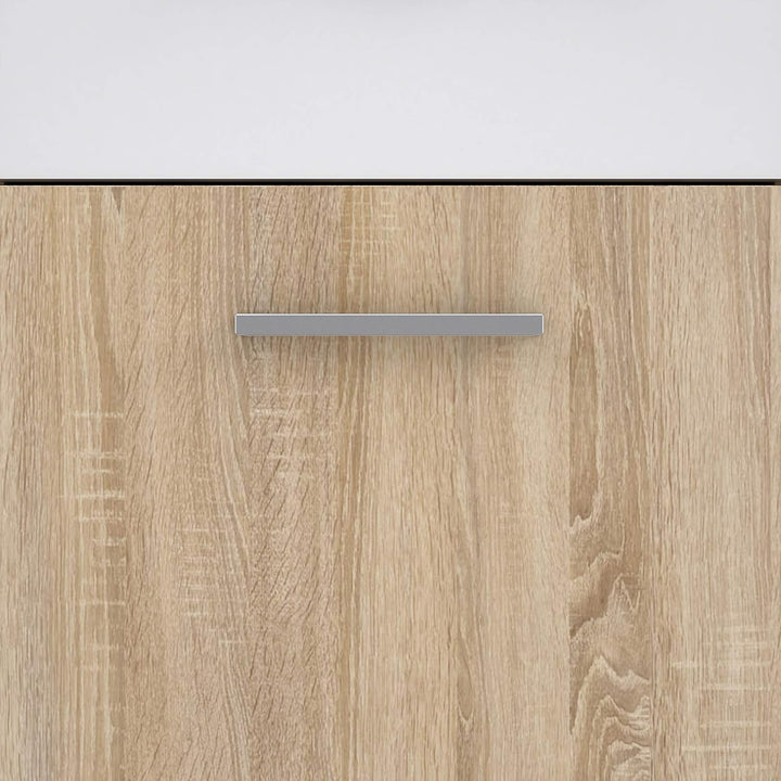 FORTE Quadro Kommode mit 6 Türen, Holzwerkstoff, Sonoma Eiche / Weiss, 77.2 x 29.6 x 112.7 cm, 29.6T