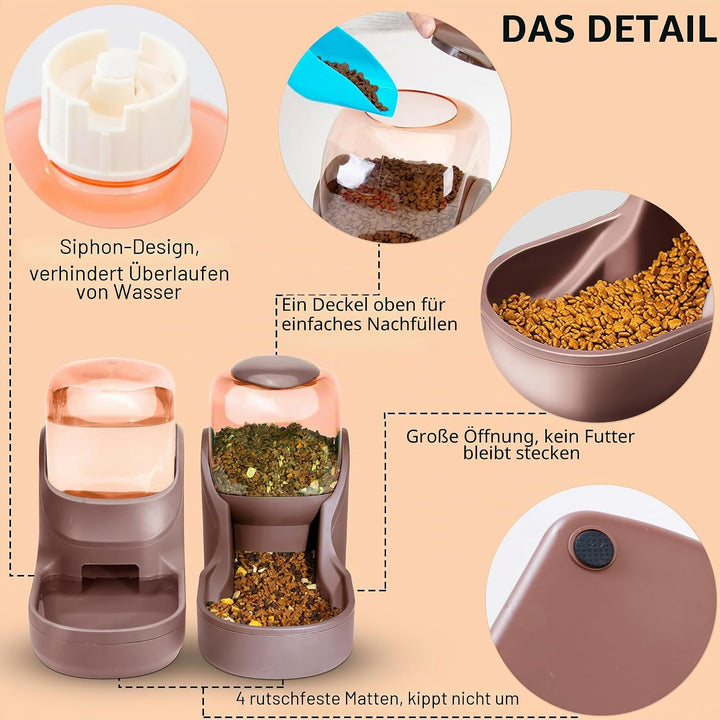 Automatisches Futter- und Wasserspender für Hunde, Katzen, Futterspender und Wasserspender, 3,8 l, 2