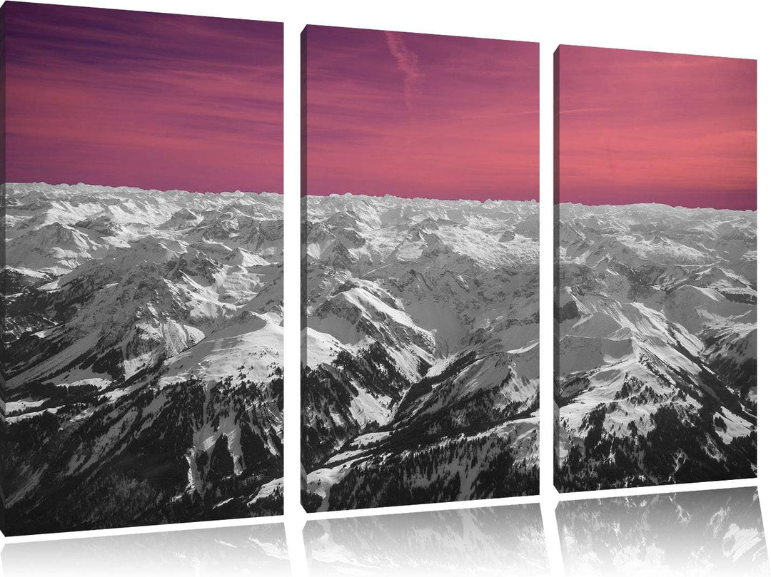 kollossalen Alpen mit Schneespitzen schwarz/weiss 3-Teiler Leinwandbild 120x80 Bild auf Leinwand, XX