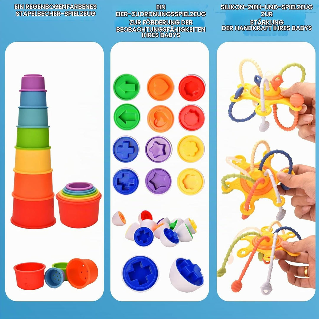 Montessori Baby Spielzeug für Monate,6 in 1 Motorikspielzeug ab Monate,Entwicklung der Sensorisches